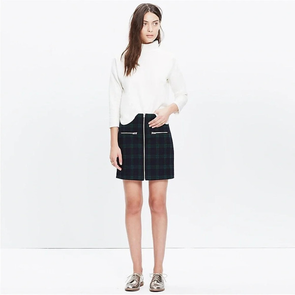 MADEWELL Zip Skirt in Dark‎ Plaid - Picture 2 of 7